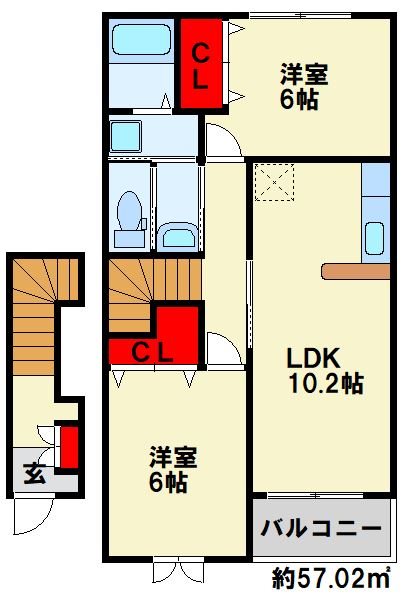 プリムローズＩ・Ｍ　Ａ棟 間取り