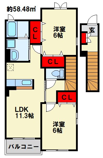 ソレイユ元町Ⅱ　Ｂ棟 間取り