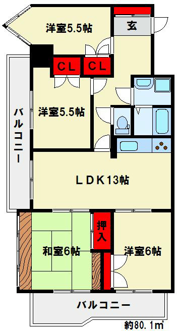 サンライフ小倉原町Ⅱ 間取り