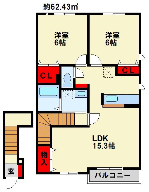 グリンデルハイム若園　A棟 間取り