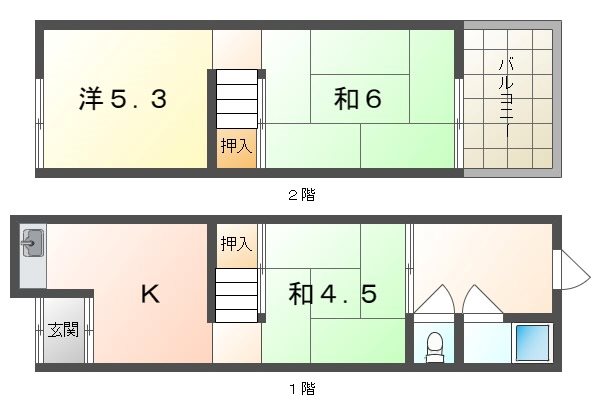平池町28-21連棟貸家 間取り