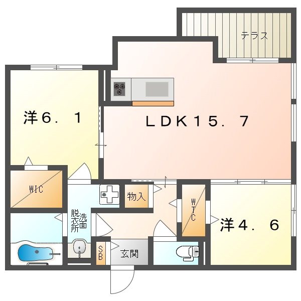 D-ROOM橋波東之町　西棟  間取り