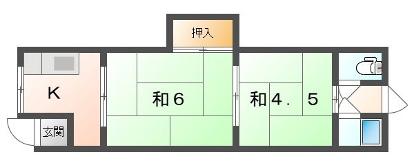 梶町４丁目４戸１連棟平屋 間取り