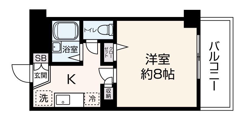 アマービレYSK　Aタイプ　８：００～２３：００演奏可 間取り