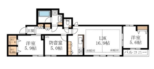 セイズ百反　09：00～21：00　楽器演奏可能 間取り