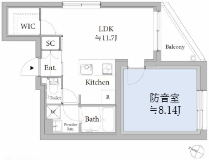 ASTILE　studio王子　24時間楽器演奏可能 間取り