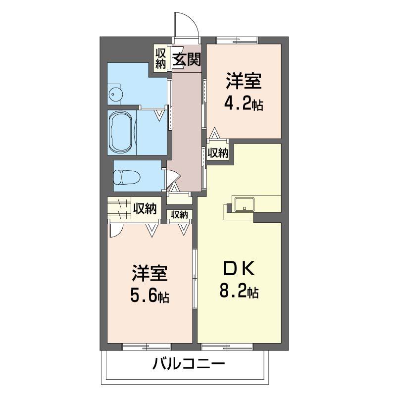 パレスさくら 206号室 間取り