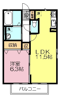 エクセルＭＡＤＯＫＡ　Ⅱ 201号室 間取り