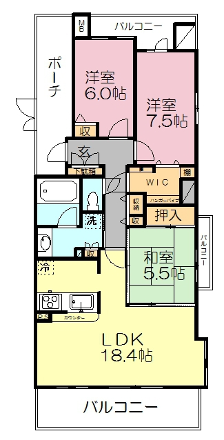 リバージュガーデンウィズ八千代 611号室 間取り