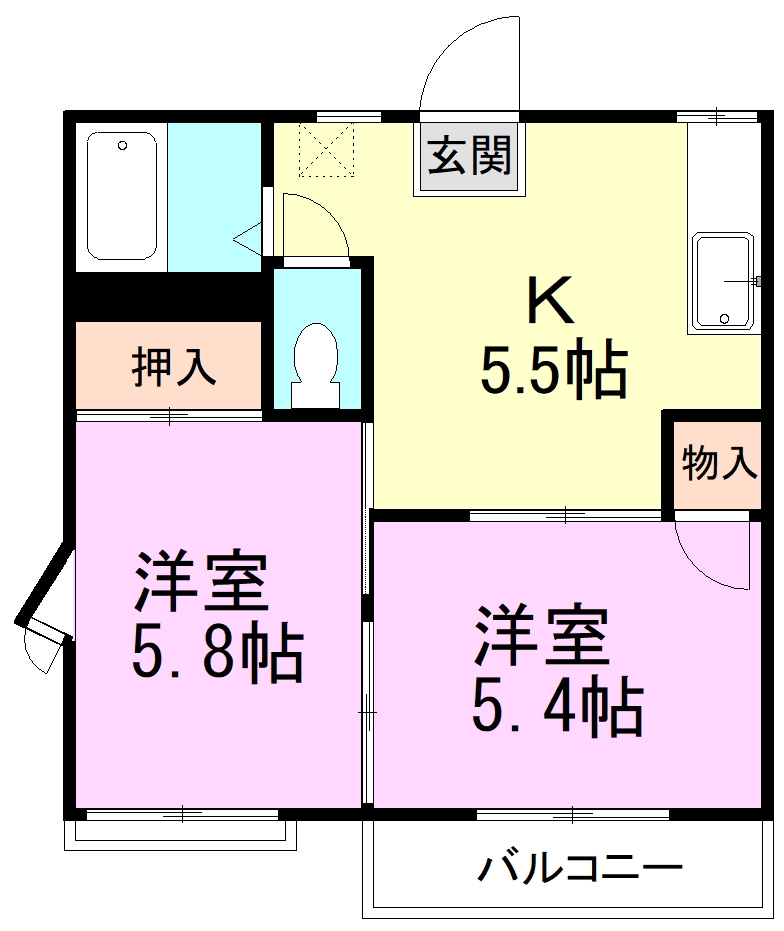 パレドール臼井 201号室 間取り