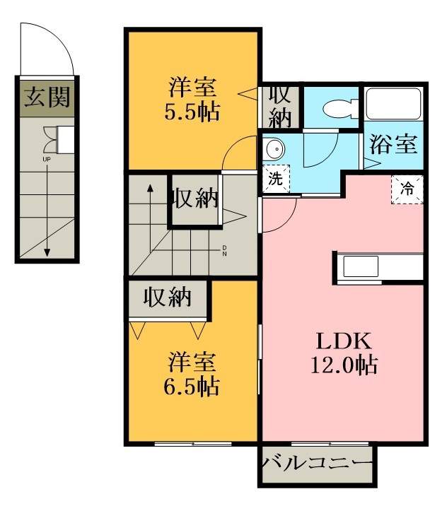 グレンビィー上座 202号室 間取り