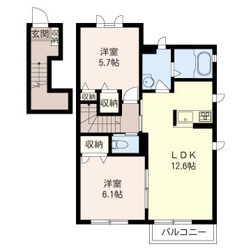 ソレイユ志津Ｂ棟 201号室 間取り