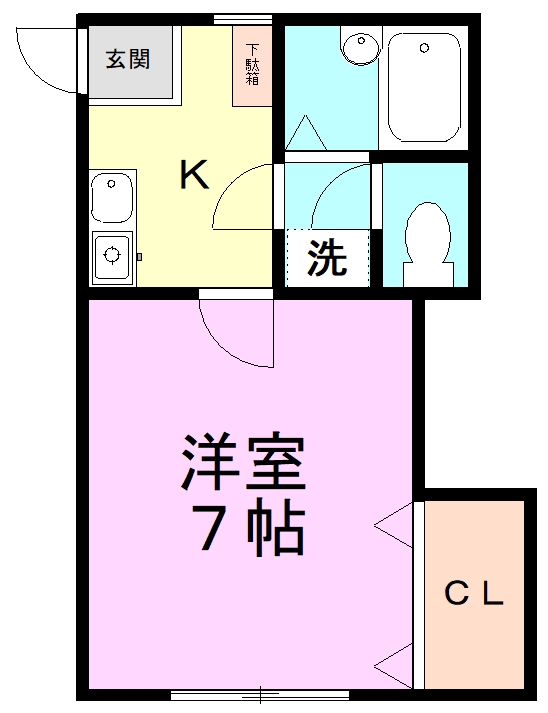 宍倉コーポＡ棟・Ｂ棟 B102号室 間取り