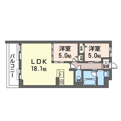 サンクレール 206号室 間取り