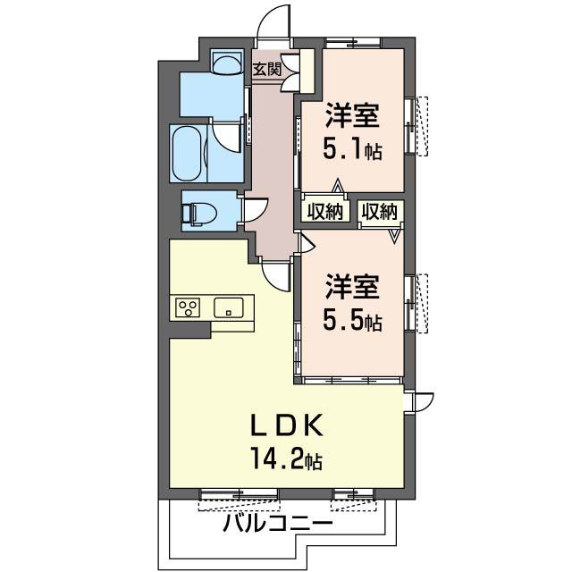 サンクレール 201号室 間取り