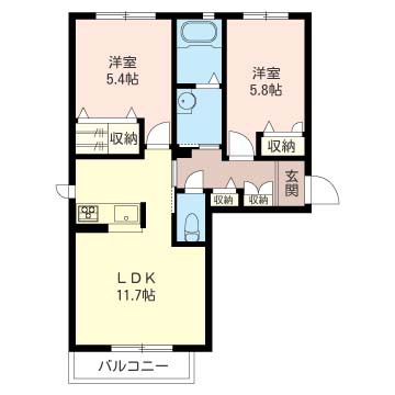 ヴァンフォレストＣ棟 203号室 間取り