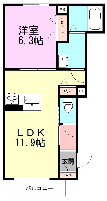 プリムローズⅠ 103号室 間取り