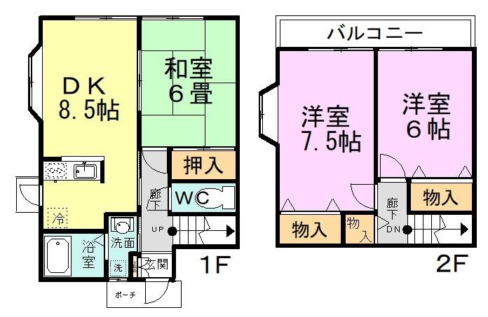 テラスハウスサクマⅠ C号室 間取り