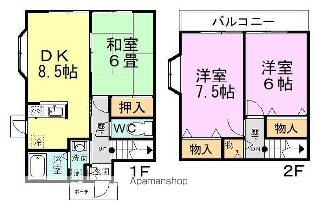 テラスハウスサクマⅠ C号室 間取り