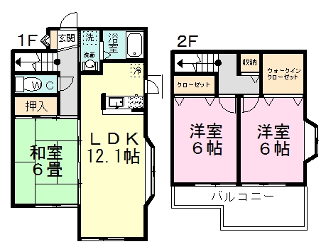 テラスハウスサクマⅡ C号室 間取り