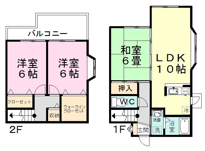 テラスハウスサクマⅡ B号室 間取り