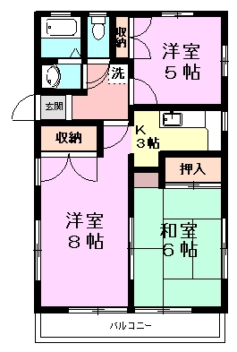皆信ハイツⅠ 102号室 間取り