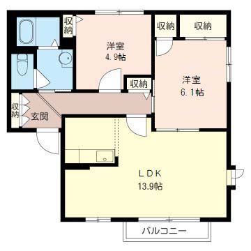 シャーメゾン弐番館 102号室 間取り