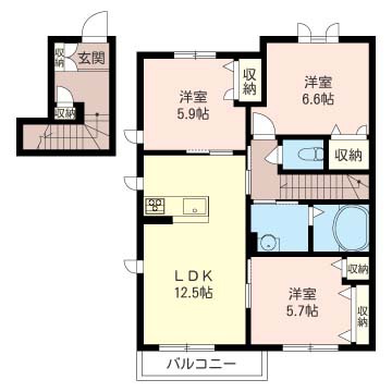 ル　グラン　シエルＤ棟 202号室 間取り