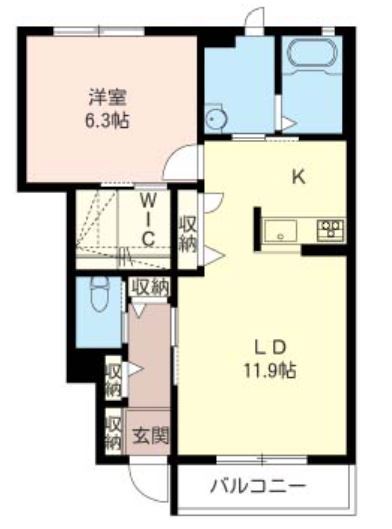 ソレイユ志津Ｄ棟 102号室 間取り