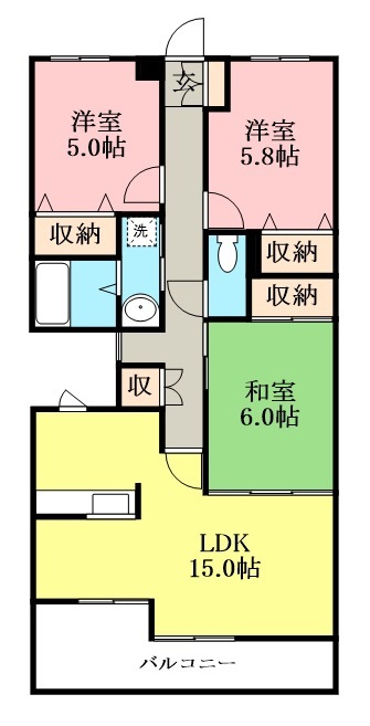 コルディアーレ西志津 207号室 間取り