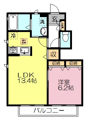 グラシューⅠ 102号室 間取り