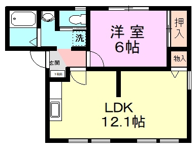 エクセラン佐倉Ｄ棟 102号室 間取り