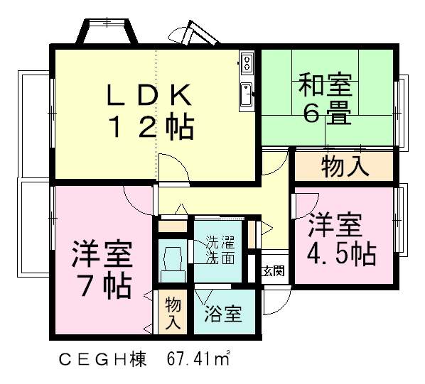 サンビレッジ船橋 G102号室 間取り