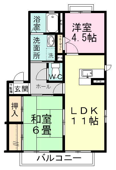 ヴェールトワＢ 201号室 間取り