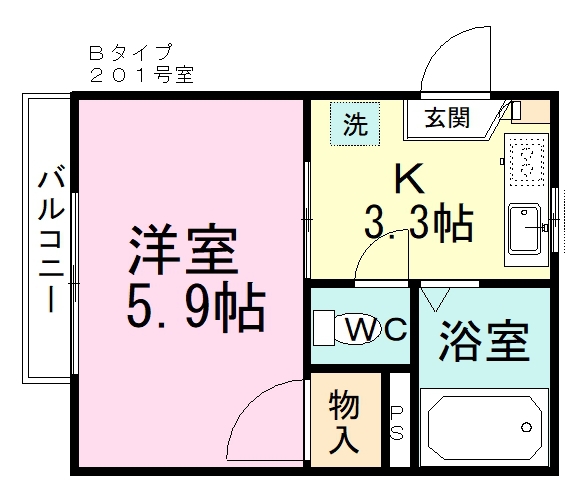 プレミール芝山 201号室 間取り