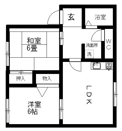ミラＨＡＮＡＳＨＩＭＡ 201号室 間取り