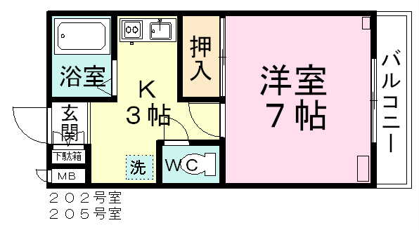 コーポリクサン 202号室 間取り