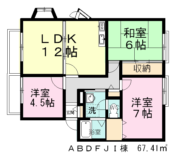 サンビレッジ船橋 D102号室 間取り