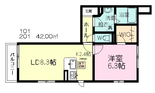 プランドール坪井Ｃ 101号室 間取り