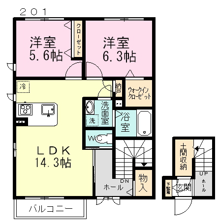 ハピネスガーデンⅥ 201号室 間取り