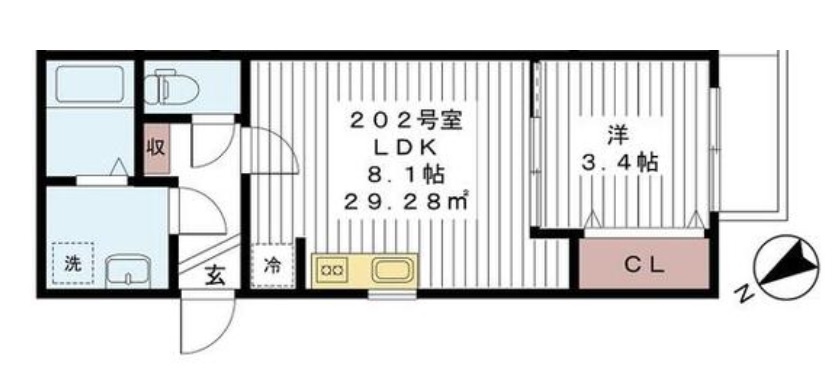 グランビュー実籾 202号室 間取り