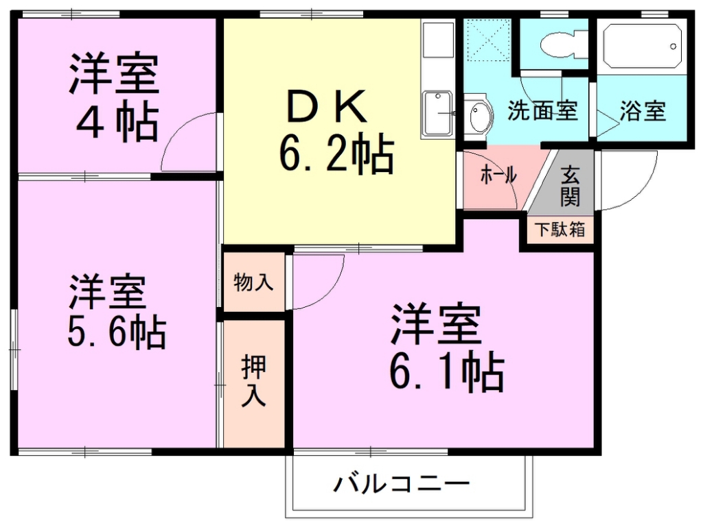 パストラル臼井 201号室 間取り