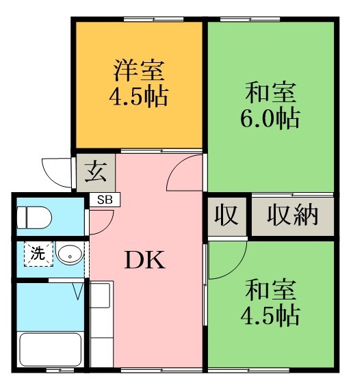 グリーンタウン勝田台Ｂ 202号室 間取り