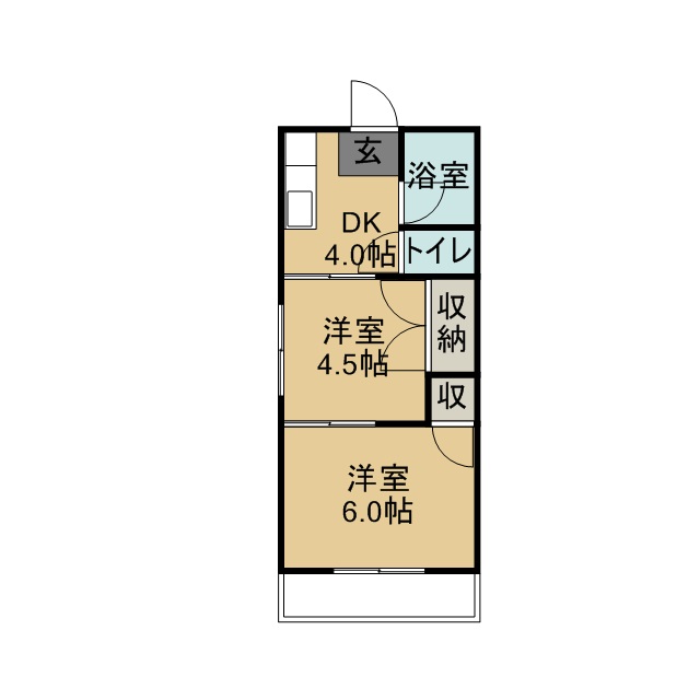 コスモスハイツ 102号室 間取り