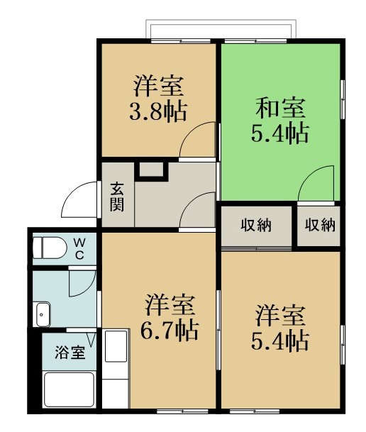 グリーンハイツ 201号室 間取り