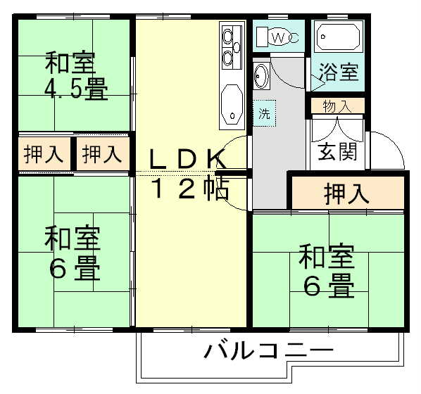 習志野台団地１２街区１１号棟 202号室 間取り