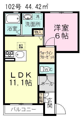 ハピネスガーデンⅢ 102号室 間取り