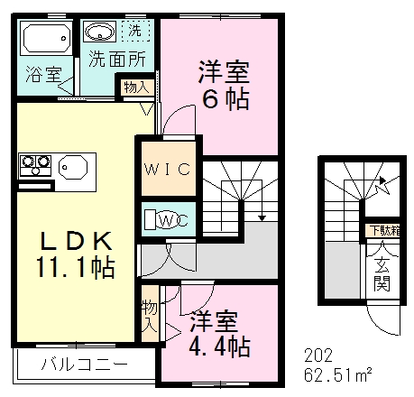 ハピネスガーデンⅢ 202号室 間取り