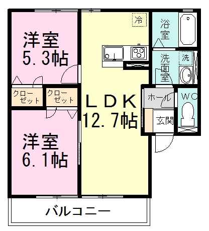 ｐｈｅａｓａｎｔ　ｖｉｌｌａ（フェザント　ヴィラ） Ⅱ-201号室 間取り