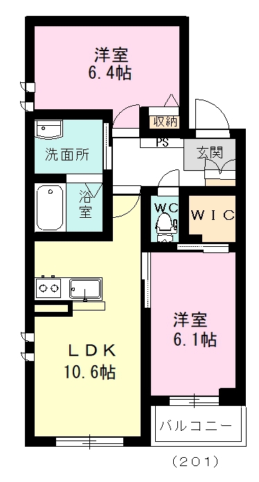 ヴァンベール 201号室 間取り